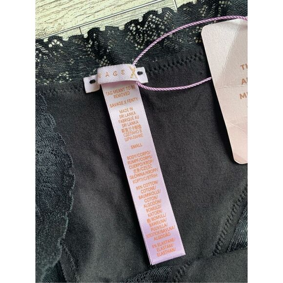 Savage X Fenty Cotton Essentials Lace-Trim Cheeky Panty Black Size S - Picture 6 of 10